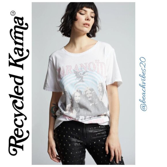 RECYCLED KARMA (ARCHIVE) Black Sabbath Paranoid Tee White Large NWOT - Picture 1 of 6